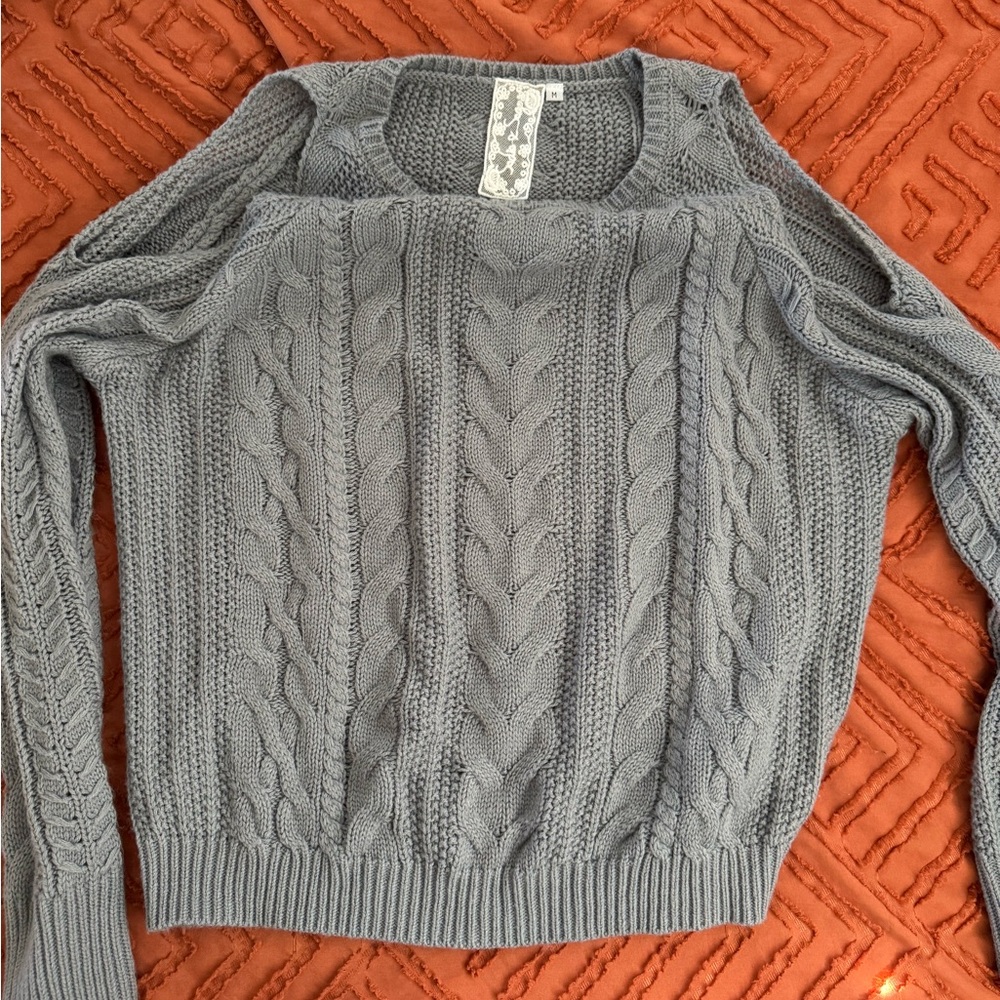 Sadie & Sage Off-the-Shoulder Gray Sweater